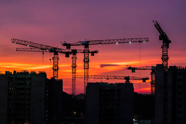 Cranes and construction equipment on London city