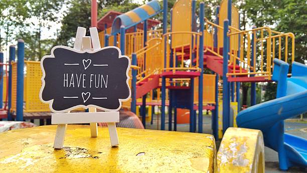 blackboard on playground background ideal for advertisement purpose with \