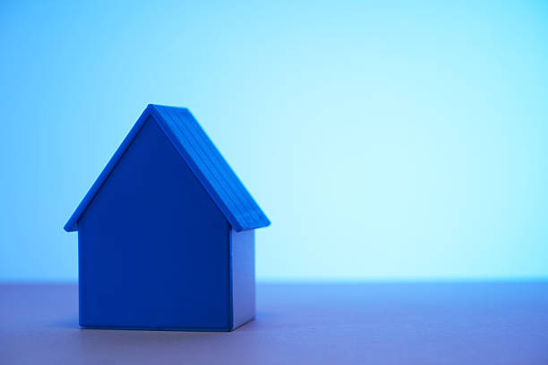 blue color model house against blue background