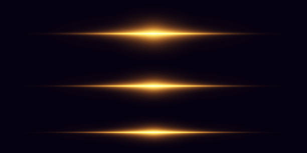ilustrații de stoc cu efecte de linie de lumină laser orizontală aurie. - urmă de lumină