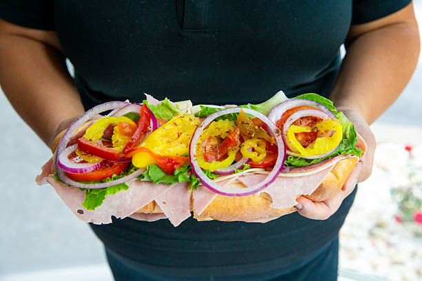 ham and cheese hoagie served with chips