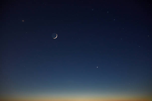 istock Crescent young Moon with stars, planets and twilight skies. 2233651039