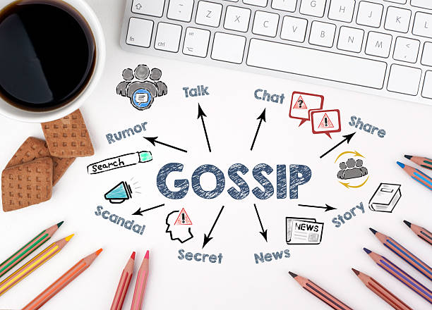 istock GOSSIP concept. Chart with keywords and icons. White office desk 2233658081