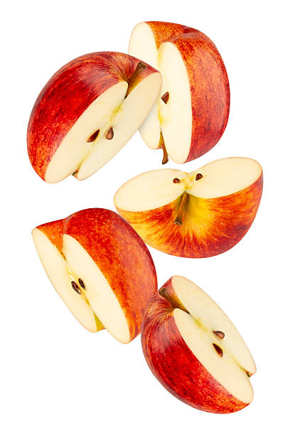 istock Falling Red Apple isolated on white background with clipping path, full depth of field 2233661088