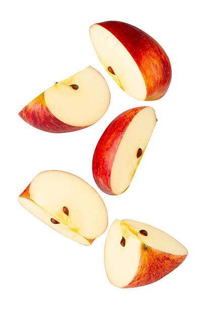 istock Falling Red Apple isolated on white background with clipping path, full depth of field 2233661097