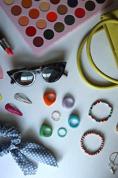 istock Green Bag, Colorful Accessories and Make Up 2233666313