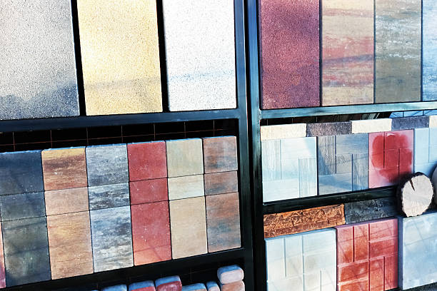 Samples of tiles in the bathroom in the store