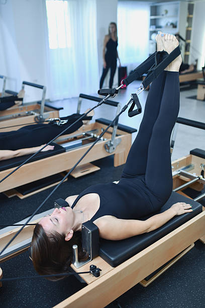 istock Women Enjoying Modern Reformer Pilates Class 2233670447