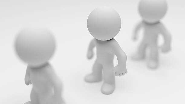 istock Close-up conceptual render of humanoid figure in group 2233672276