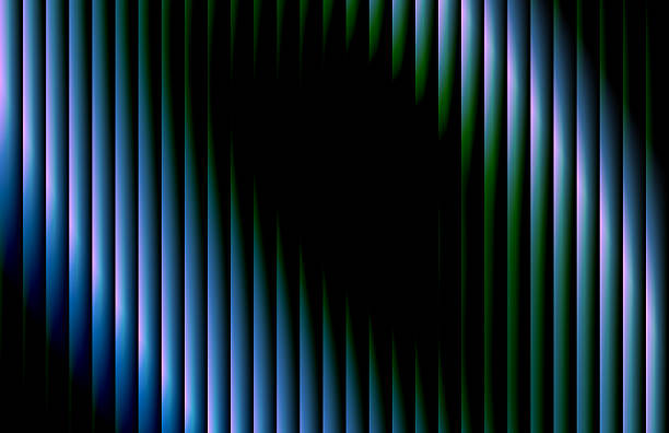 istock Vibrant ribbed background with futuristic vintage aesthetic and nostalgic retro chrome. Chromatic dramatic gradient in retro-futuristic style with warm and cool tones for trendy visual art projects 2233672972