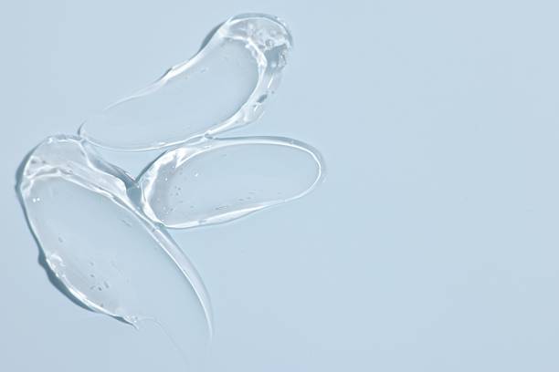 istock Samples of cosmetic product on light blue background, top view. Space for text 2233678871