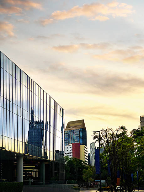 istock Cityscape view with modern buildings during sunset in Bangkok 2233686826