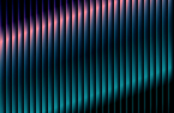 istock Vibrant ribbed background with futuristic vintage aesthetic and nostalgic retro chrome. Chromatic dramatic gradient in retro-futuristic style with warm and cool tones for trendy visual art projects 2233689885