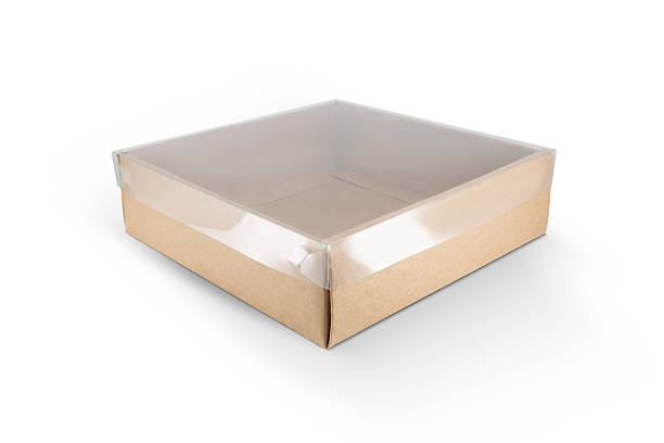 istock Blank craft box mockup with transparent window isolated on white background 2233690946