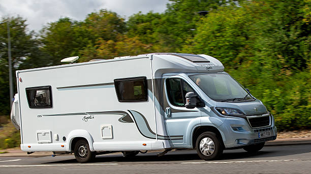 Milton Keynes,Bucks,UK - Aug 31st 2025:  Elddis Signature 196 motorhome driving on a British road