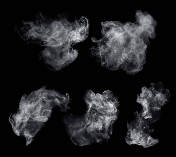istock Fog or smoke set isolated on black background. White cloudiness, mist or smog background. Collection of varied white smoke on a black background. 2233706169
