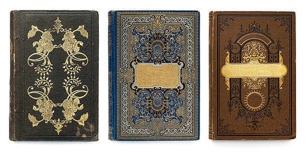 istock Old skin book covers isolate on white background. Set collection old book covers. Abstract vintage decorations 19th century. 2233708115