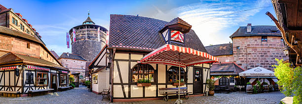 Nuremberg, Germany - May 10: historic buildings at the famous old town of nuremberg on May 10, 2025