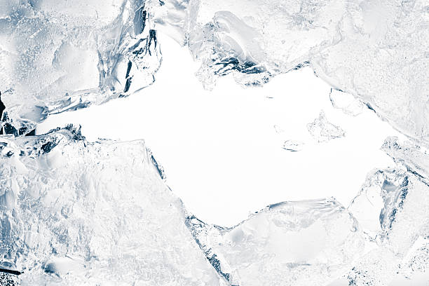 istock Broken ice. Crushed textured ice with cracks on a white background, close-up. 2233713356