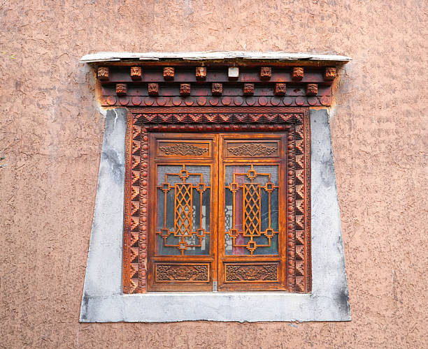 close up on Tibetan style house window