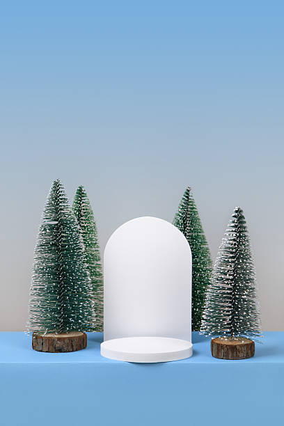 istock Christmas background with podium and trees 2233720510