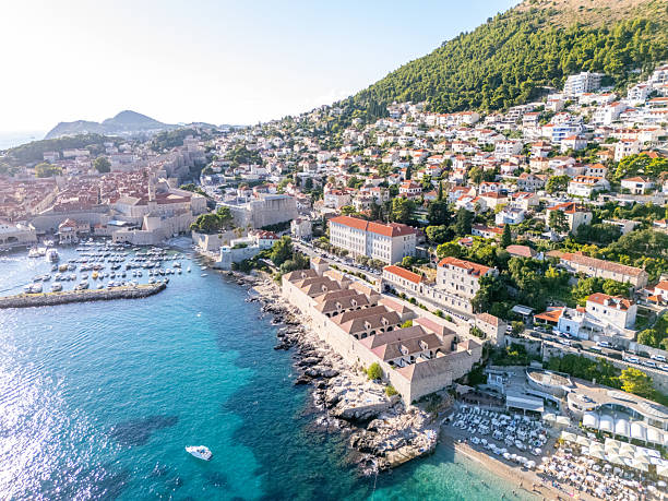 Panoramic view from the terrace on the Dubrovnik fortress , Croatia
