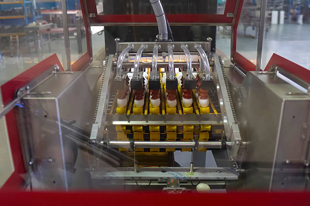 istock Chicken eggs on conveyor with, suction cups in packing area at egg production factory. 2233739593