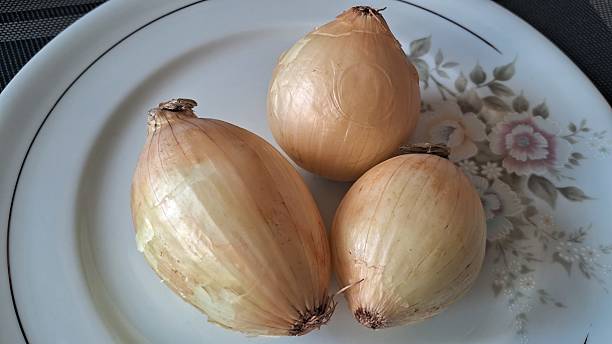istock Onions on a floral plate, ready for cooking 2233739643