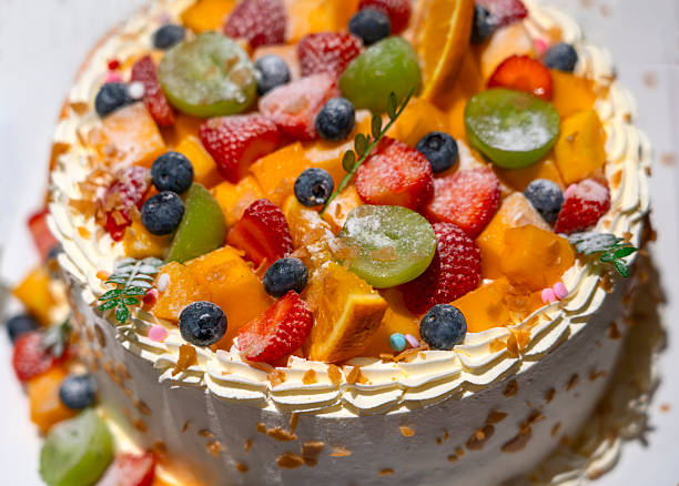 istock close up on fruit birthday cake 2233749245