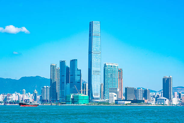 istock Empty pavement front of Hong Kong victoria skyline 2233754188