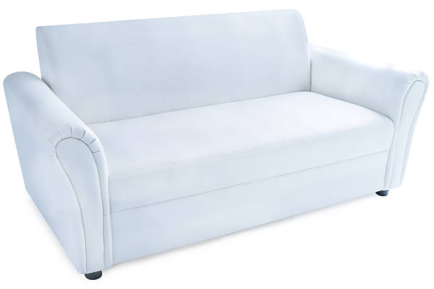 Side of a long single white sofa on a white background, for illustration use isolate on white with clipping path
