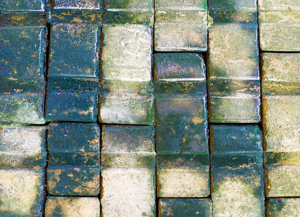 istock Old green brick wall texture background. Abstract background for design with copy space. 2233776722