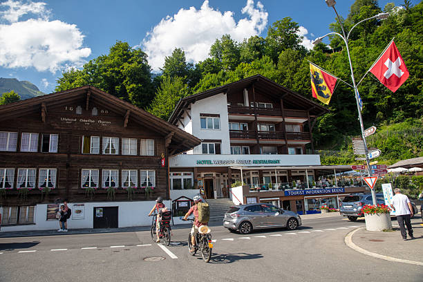 Brienz, Swizerland - July 12, 2025: Street view of Brienz, Switzerland.