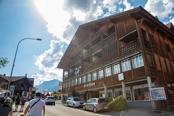 Brienz, Swizerland - July 12, 2025: Street view of Brienz, Switzerland.