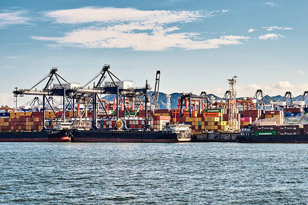 istock Close up of container port 4K 2233783390