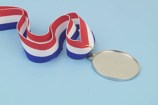 istock Silver medal with multicolored ribbon 2233784806