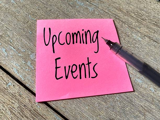 istock Upcoming Events word on pink paper. 2233788012