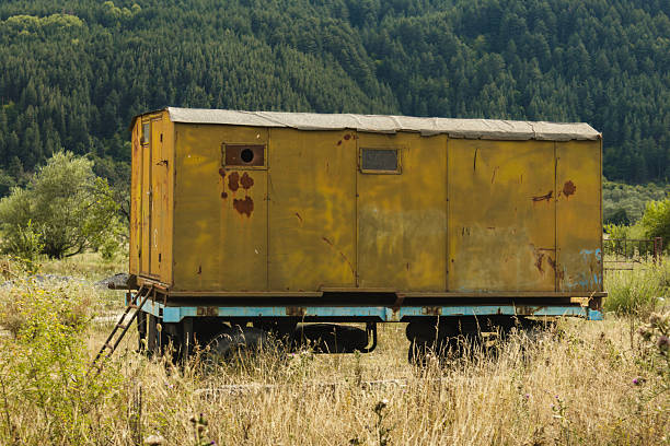 Cotton trailers in a Greek village at Xanthi regional unit in winter