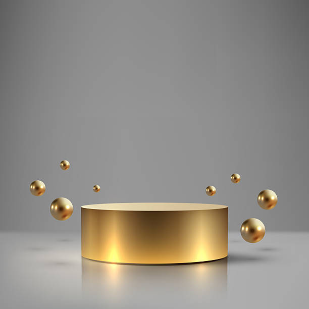 istock luxury gold podium with floating spheres for elegant product display showcase and branding design in a modern minimal studio background for digital advertising and presentation 2233797870