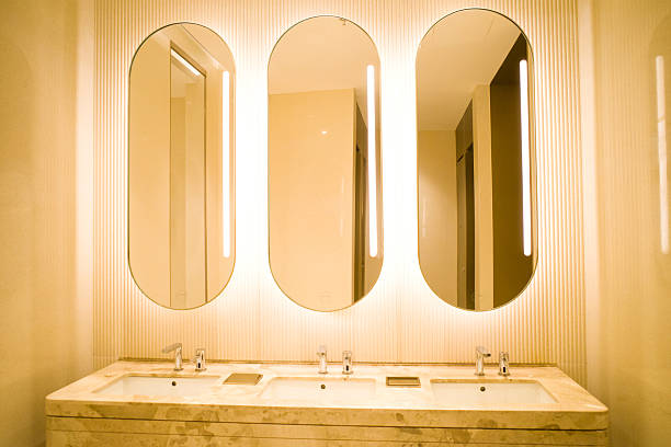 Golden washbasin and mirror