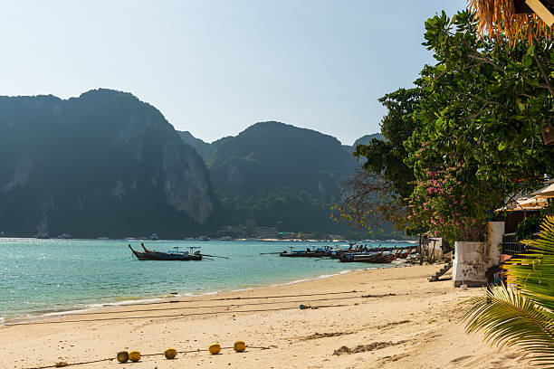 istock A beautiful Phi Phi Island beach Thailand landscape featuring a traditional boat set against majestic mountains 2233804280