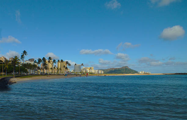 Diamond Head as seen from Ala Moana Beach Park. (Hawaii, Oahu Island)