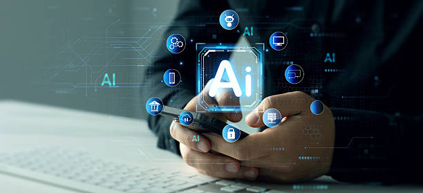 istock Person using Ai Assistant for tasks daily.Interaction with the Ai assistant to solve some tasks more easily. Image generator, documents, marketing,bot writing and coding.Ai technology future. 2233809601