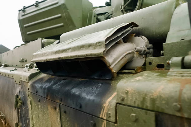 istock T-72 tank testing at proving ground overall view with hull and turret details. 2233811881