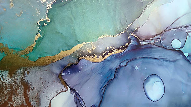 istock Abstract fluid art alcohol ink texture blue teal colors 2233813615