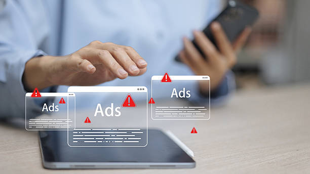 istock Ad Block Warning Popup on Tablet Screen  Online Advertising Alert Concept 2233816996