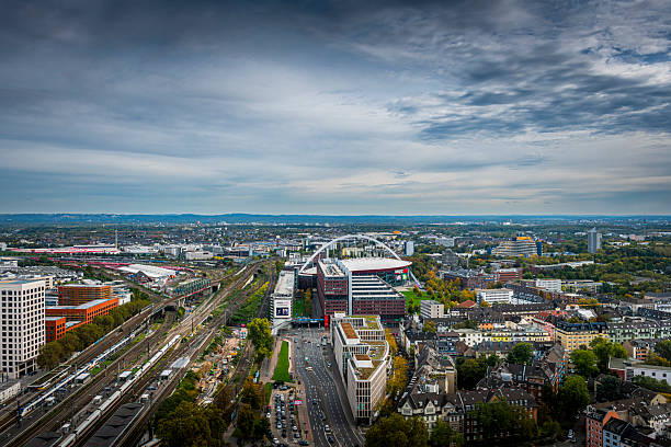 Cologne, Germany - Jan 26, 2020: Lanxess Arena Aerial view - Cologne, Germany