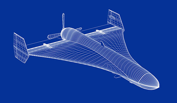 3D wire-frame model of military surveillance drone