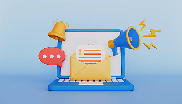 istock Open envelope with megaphone and mail Online marketing and business concept 2233837202