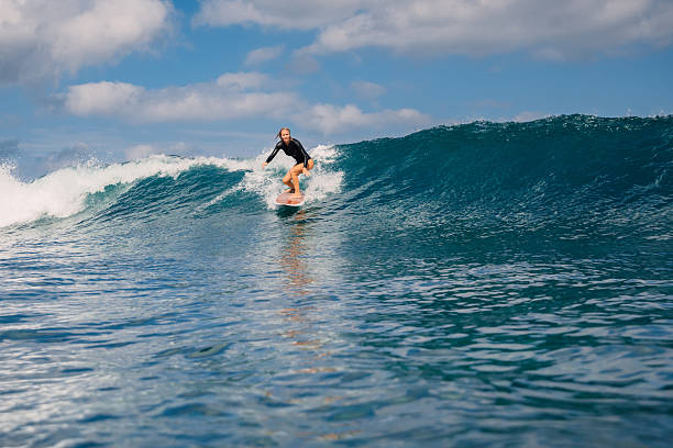 istock Woman surfer ride on surfboard on breaking wave on a sunny day 2233842090